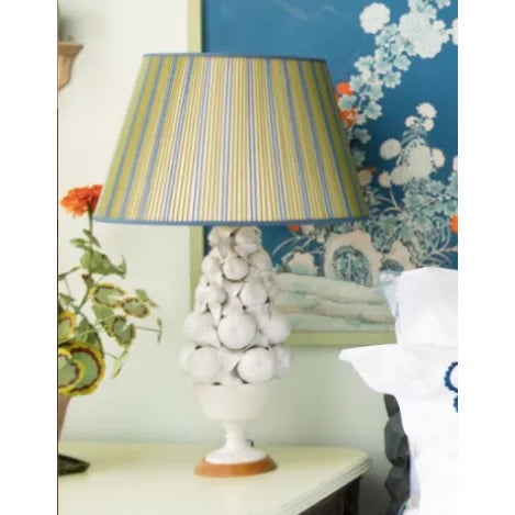 Celerie Kemble Empire Stick Shade in Two Tone Solid Celery/Denim, 20" For Sale - Image 4 of 5