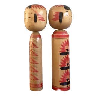 Vintage Decorative Traditional Kokeshi, Japan, 1970s, Set of 2 For Sale