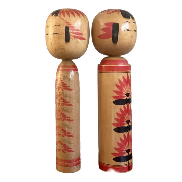 Vintage Decorative Traditional Kokeshi, Japan, 1970s, Set of 2 For Sale