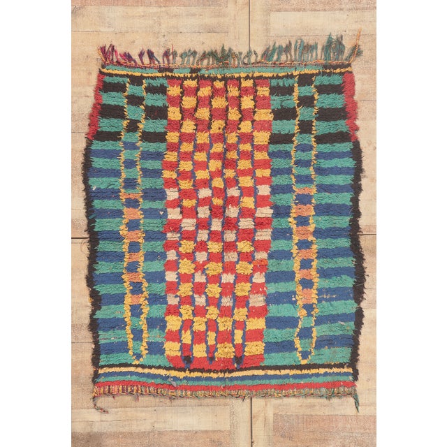 Vintage Azilal Boucherouite Moroccan Rug, 04'06 X 05'06 For Sale - Image 10 of 10