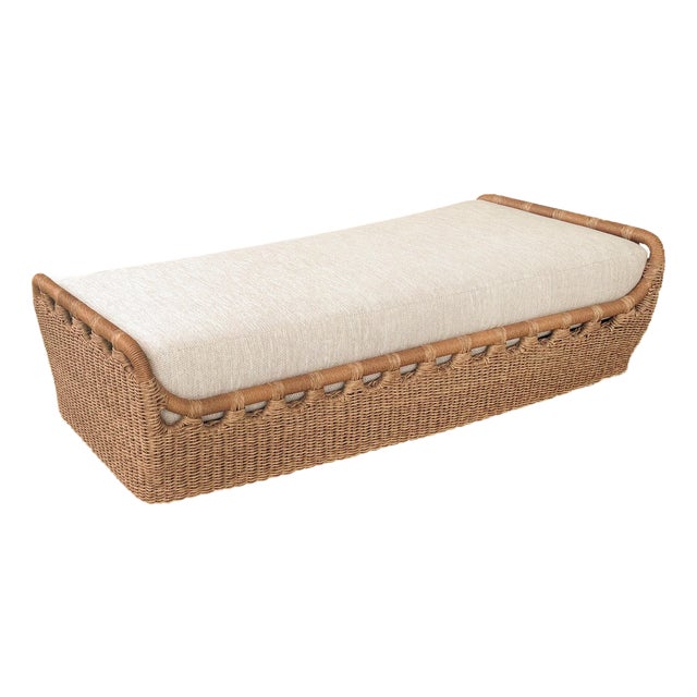 Ashley Childers x SURYA Marvella Ottoman Brown 24"H x 76"W x 38"D For Sale