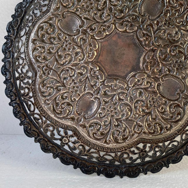 Silver Indian Kutch Raj Period Coin Silver Circular Salver Tray For Sale - Image 8 of 12
