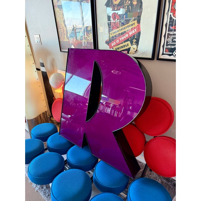 Vintage XLarge Marquee Letter Metal Acrylic Sculpture Object For Sale - Image 17 of 18