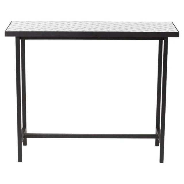Herringbone Tile Console Table in White Tiles Black Steel by Warm Nordic For Sale - Image 4 of 4