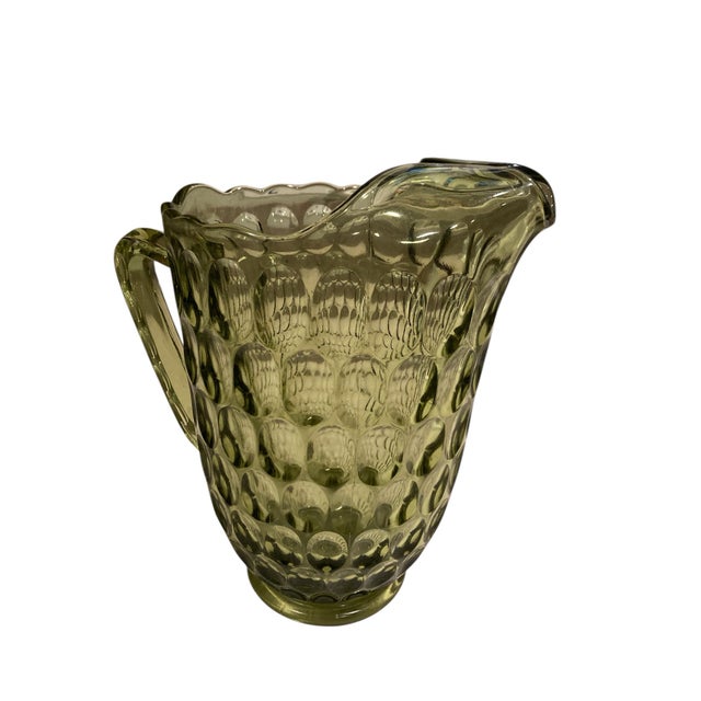 Fenton Colonial Green Pitcher and assortment of 15 matching stem ware pieces. Set includes 1 8.75 “ Tall 64oz Pitcher 3...