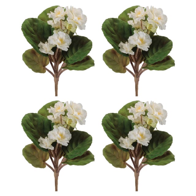 Rustic African Violet Flower Bush (Set of 4) For Sale - Image 3 of 3
