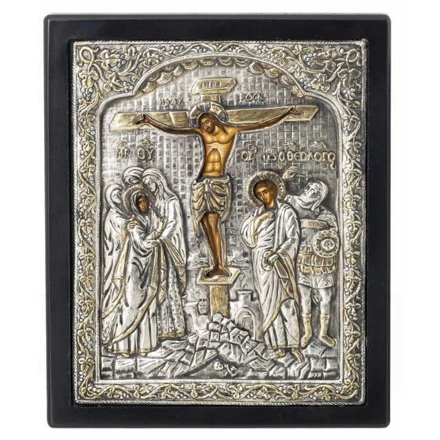 Orthodox Icons with Silver Plating, 1900s, Set of 2 For Sale - Image 3 of 6