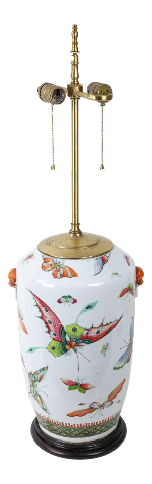 19th Century Chinese Famille Rose Vase Table Lamp