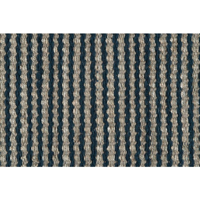 Transitional Part & Parcel Goods Textured Scallop Stripe Rug, 9'x12', Sky Blue and Sapphire For Sale - Image 3 of 4