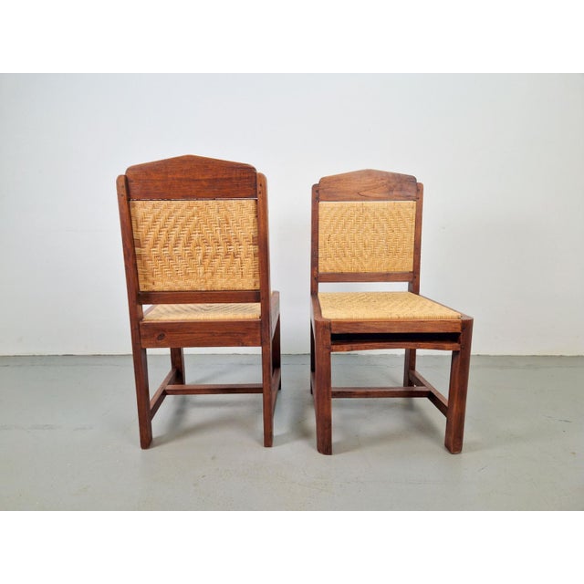 Set of Art Deco Dutch Haagse School Oak Rattan Chair, 1930s For Sale - Image 14 of 15