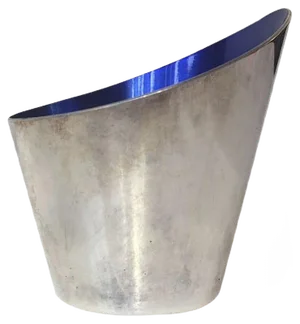 Modernist Concave Vase in Silver Plate & Enamel by DGS for Ronson, 1950s