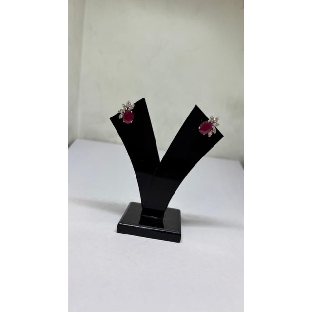 18k Gold Ruby 3.41ct Diamond 0.59ct Stud Earrings, India, New, Pair For Sale In New York - Image 6 of 6