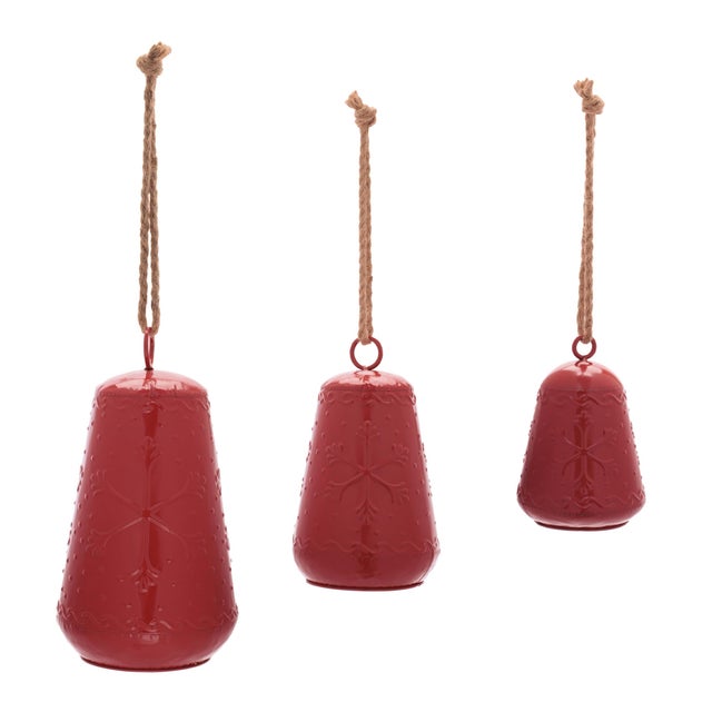 Add rustic charm and visual impact to your holiday décor with this Iron Bell Ornament Set. Featuring three classic bell...