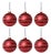 Matte Ball Ornaments with White & Red Rope, Set of 6, Red, 4" For Sale