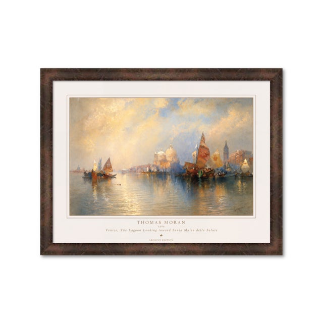 Thomas Moran 1894 Venice Fine Art Mounted Gallery Board Print - The Lagoon For Sale - Image 16 of 16
