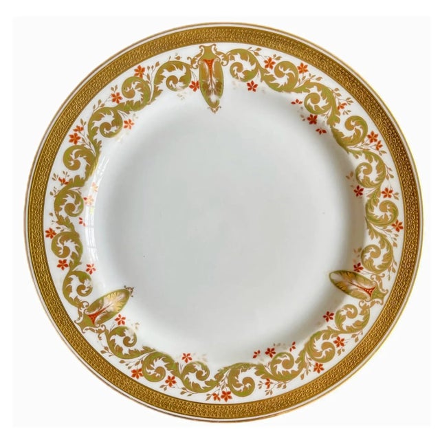 Stunning antique Haviland Limoges dinner plates with a hand painted, ornate gilt design. Circa late 1800s.
