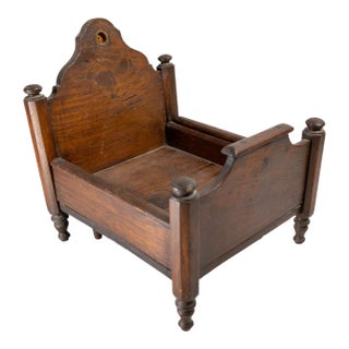 19th Century American Primitive Folk Art Pine Doll Bed in Empire Style For Sale