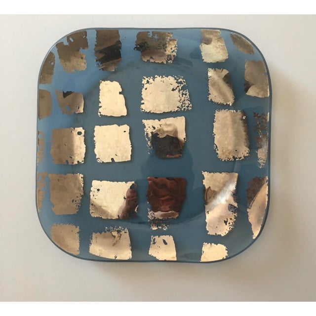 Classic California Artisan Annieglass 11” Square “Squares” pattern Serving Platter Tray. Series of uneven squares in real...