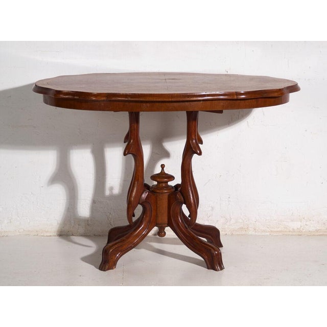 Wood Salon Table in Walnut, Central Europe, 1880 For Sale - Image 7 of 11