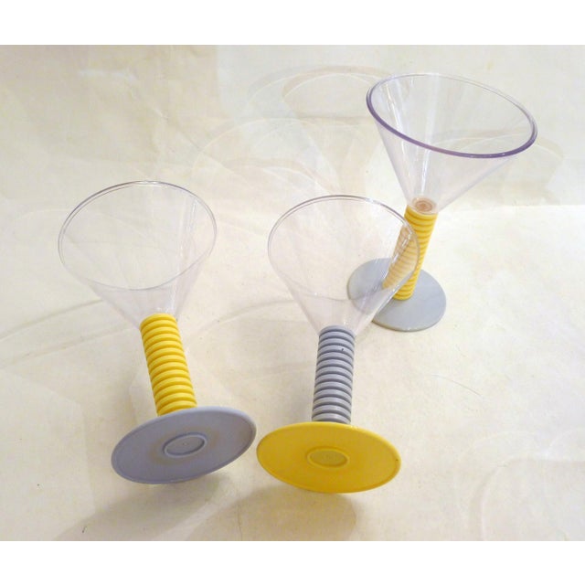 Vintage Two-Tone Stemmed Cocktail Glasses, 1980s, Set of 6 For Sale - Image 3 of 10