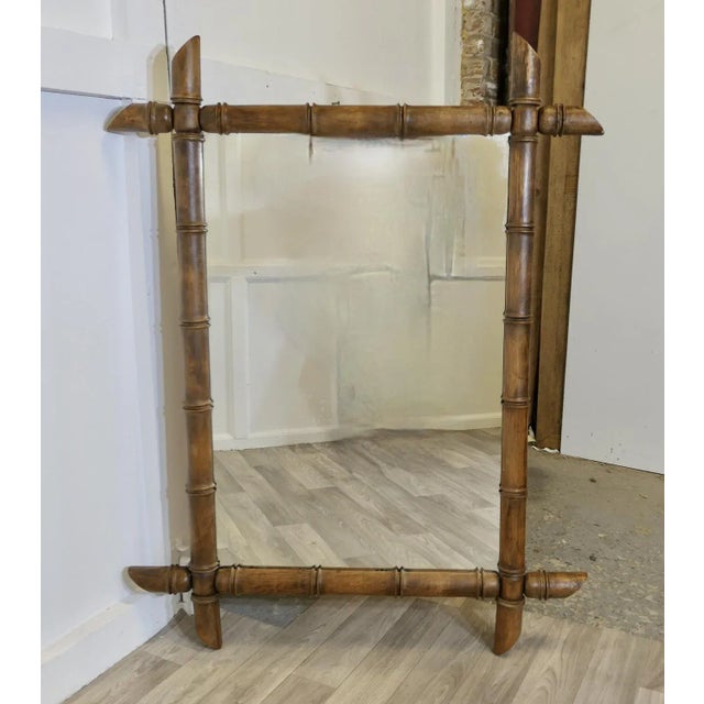 French Art Deco Bamboo Wall Mirror For Sale - Image 5 of 10