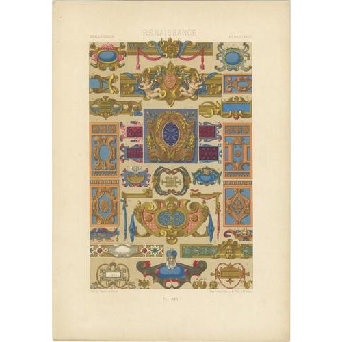 Racinet, Renaissance Religious Ornament, 1873, Chromolithographs, Set of 3 For Sale - Image 4 of 9