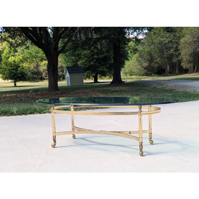 Vintage Labarge Regency Brass and Glass Cocktail Table For Sale - Image 11 of 18