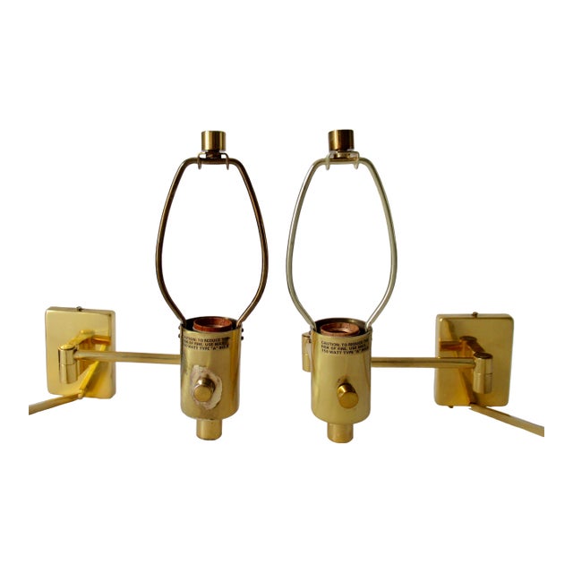 C.1980's Hinson Brass Plated Swing Arm Sconces - Pair For Sale
