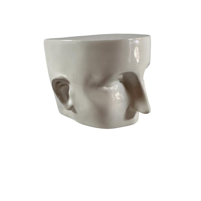 Modern White Ceramic Face Pedestal or Decor Accent For Sale - Image 9 of 9