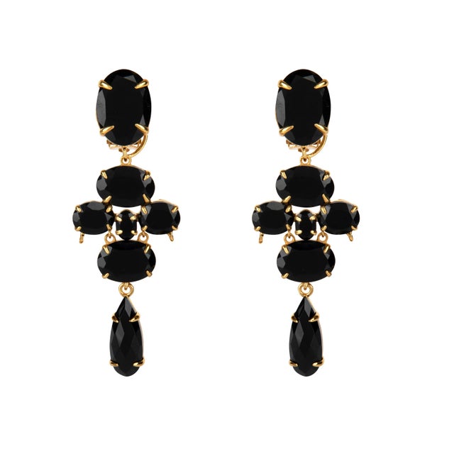 Contemporary Greta Earrings (Black) (Pierced French Clip) For Sale - Image 3 of 5