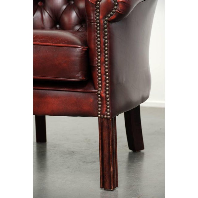 Chesterfield Cowhide Club Armchair in Red For Sale - Image 12 of 14