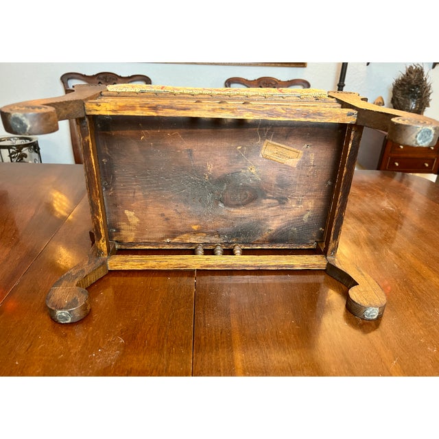 Late 19th Century Victorian Carved Oak Upholstered Storage Bench by Clark, Hunsiker & Co. For Sale - Image 10 of 13