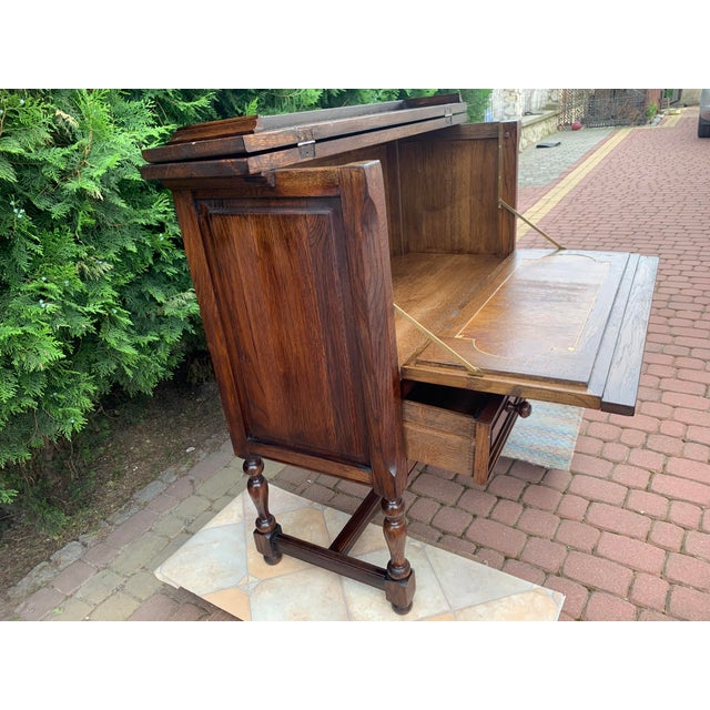 Brown Spanish Cabinet or Bar with Drawer in Oak, 1940s For Sale - Image 8 of 18