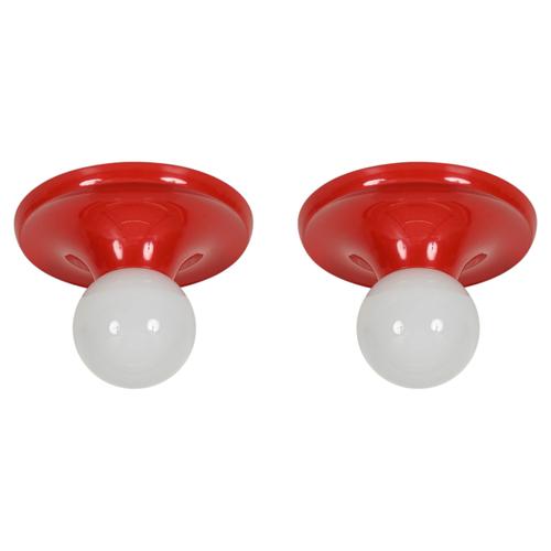 Red Light Ball Wall Lamps in Glass and Metal by Castiglioni for Flos, Italy, 1970s, Set of 2 For Sale - Image 13 of 13