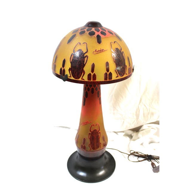 Custom made Art Glass lamp made for an Antique dealer in Los Angeles long ago from a Glass Factory in Romania . Style is...