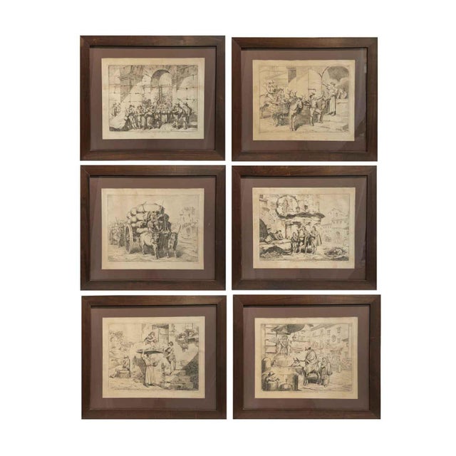 Ivory Bartolomeo Pinelli, Popular Costumes, Etchings, Framed, 1831, Set of 6 For Sale - Image 8 of 8