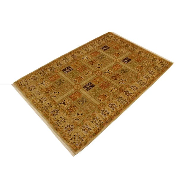 Contemporary 1980s Semi Vintage Istanbul Tan/Gold Turkish Hand-Knotted Rug -4'2 X 6'0 For Sale - Image 3 of 8