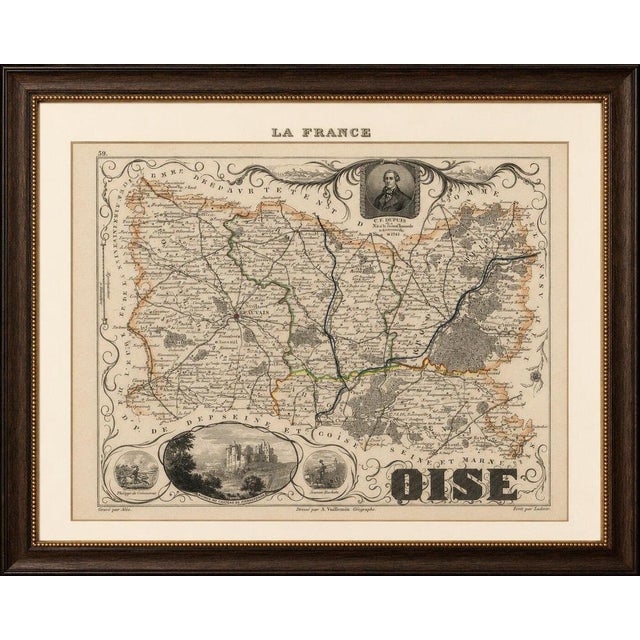 Original antique map of the french department of oise, published in paris around 1850 by the french cartographer alexandre...
