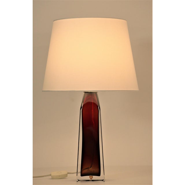 Gold Red Core Doublecoated Glass Table Lamps by Carl Fagerlund for Orrefors, 1950s, Set of 2 For Sale - Image 8 of 13
