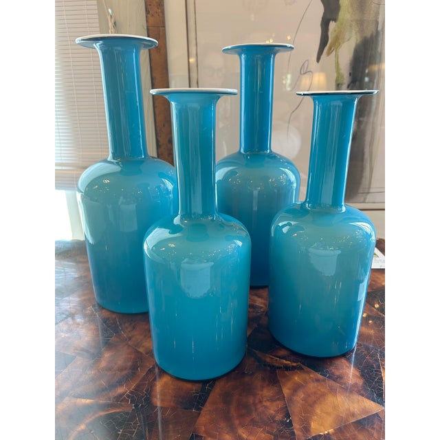 2010s Turquoise Danish Vases -Set of 4 For Sale - Image 5 of 8