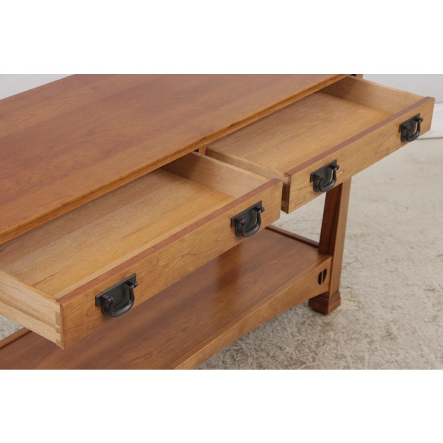 2000 - 2009 Stickley Highlands Mission Cherry 2 Drawer Sofa Table For Sale - Image 5 of 18