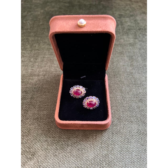 Early 21st Century Bochic "Capri" Vintage Ruby & Multi Lavender Tanzanite Earrings Set 18K Gold & Silver For Sale - Image 5 of 18