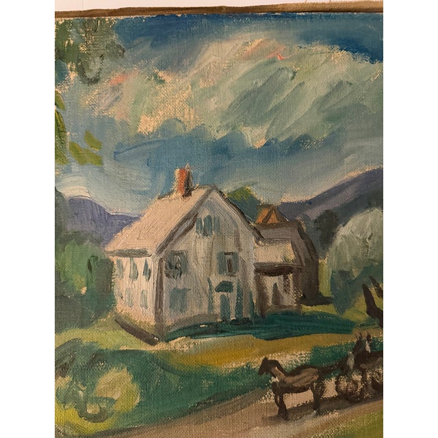 Beautiful Wpa Social Realism Style Vintage Landscape Painting For Sale - Image 10 of 17