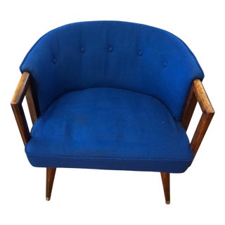 Bright Blue Mid Century Lounge Chair For Sale