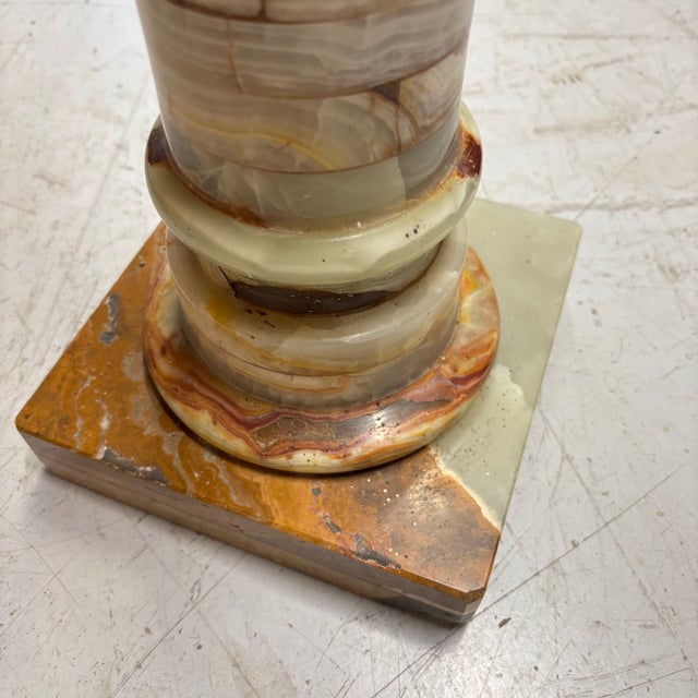 Beige Vintage Marble-Alabaster Column, 1940s For Sale - Image 8 of 14