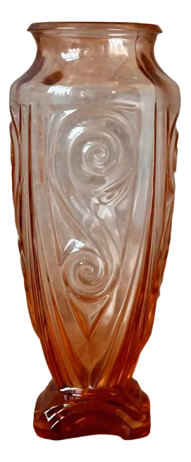 French Art Deco Pink Glass Vase, 1940s