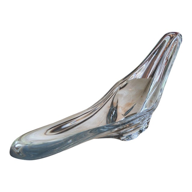 Mid-Century Daum France Rare Large 26.5" Crystal Swallowtail Centerpiece Bowl - Pristine For Sale