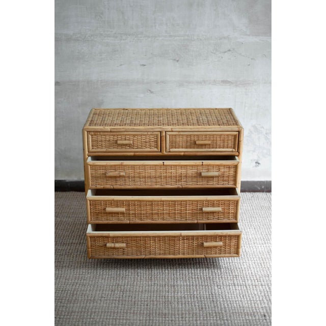 Small Bamboo and Rattan Chest of Drawers, 1980s For Sale - Image 3 of 9
