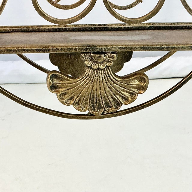 Bronze 1970s Vintage Neoclassical Hollywood Regency Metal Plant Stand With Scroll Design For Sale - Image 8 of 13