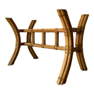 McGuire Style Bundle Bamboo and Leather Dining Table Base For Sale